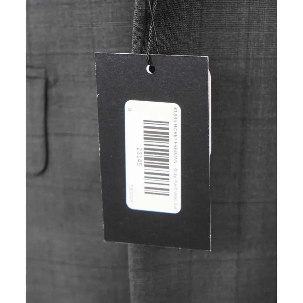 $1,695 LORO PIANA For HICKEY FREEMAN-Gray Plaid Wool Suit- 46R
